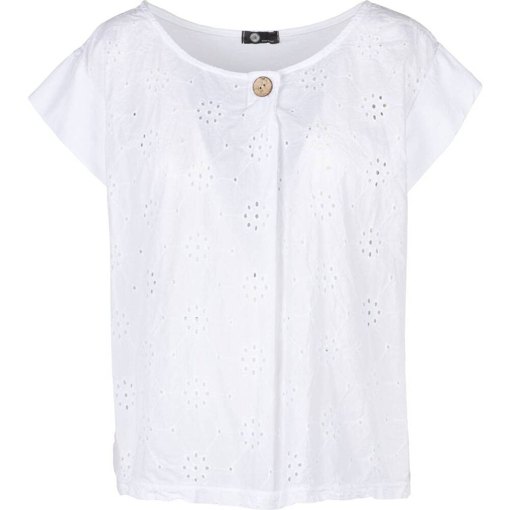 NEW M MADE IN ITALY ladies eyelet cap sleeve top in white